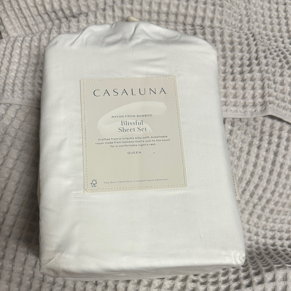 Casaluna Blissful Bamboo Queen Sheet Set in white
